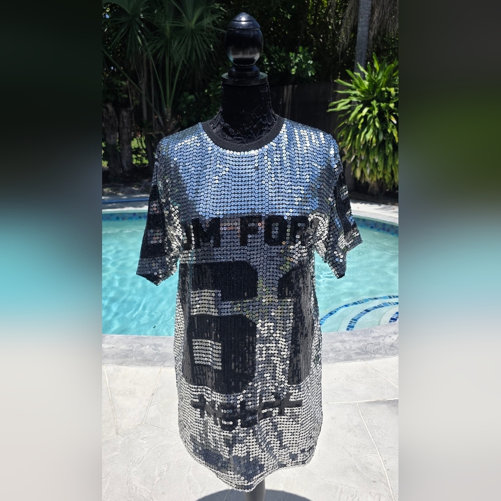 Black and Silver Sequin Mini Dress